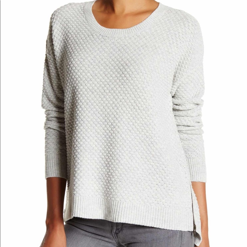 madewell grey zip landmark textured sweater xs